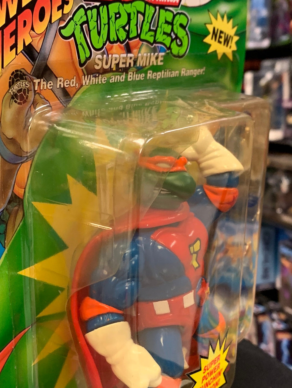 Sewer Heroes Super Mike 0091 (Vintage TMNT Ninja Turtles, Playmates) Sealed product image 8, provided for visual reference