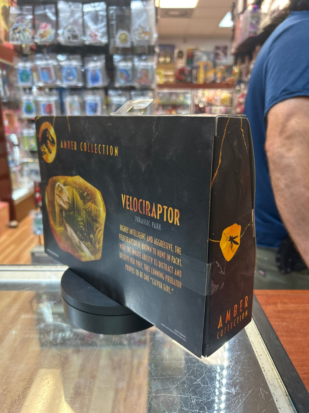 Velociraptor Brown (Jurassic Park Amber Collection, Mattel) **SEALED** product image 3, provided for visual reference and