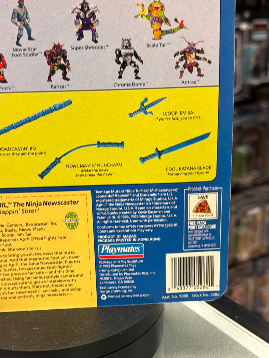 Ninja Newscaster April 0115 (Vintage TMNT Ninja Turtles, Playmates) Sealed product image 11, provided for visual reference