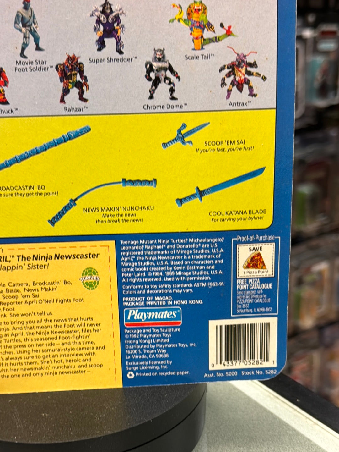 Ninja Newscaster April 0115 (Vintage TMNT Ninja Turtles, Playmates) Sealed product image 11, provided for visual reference
