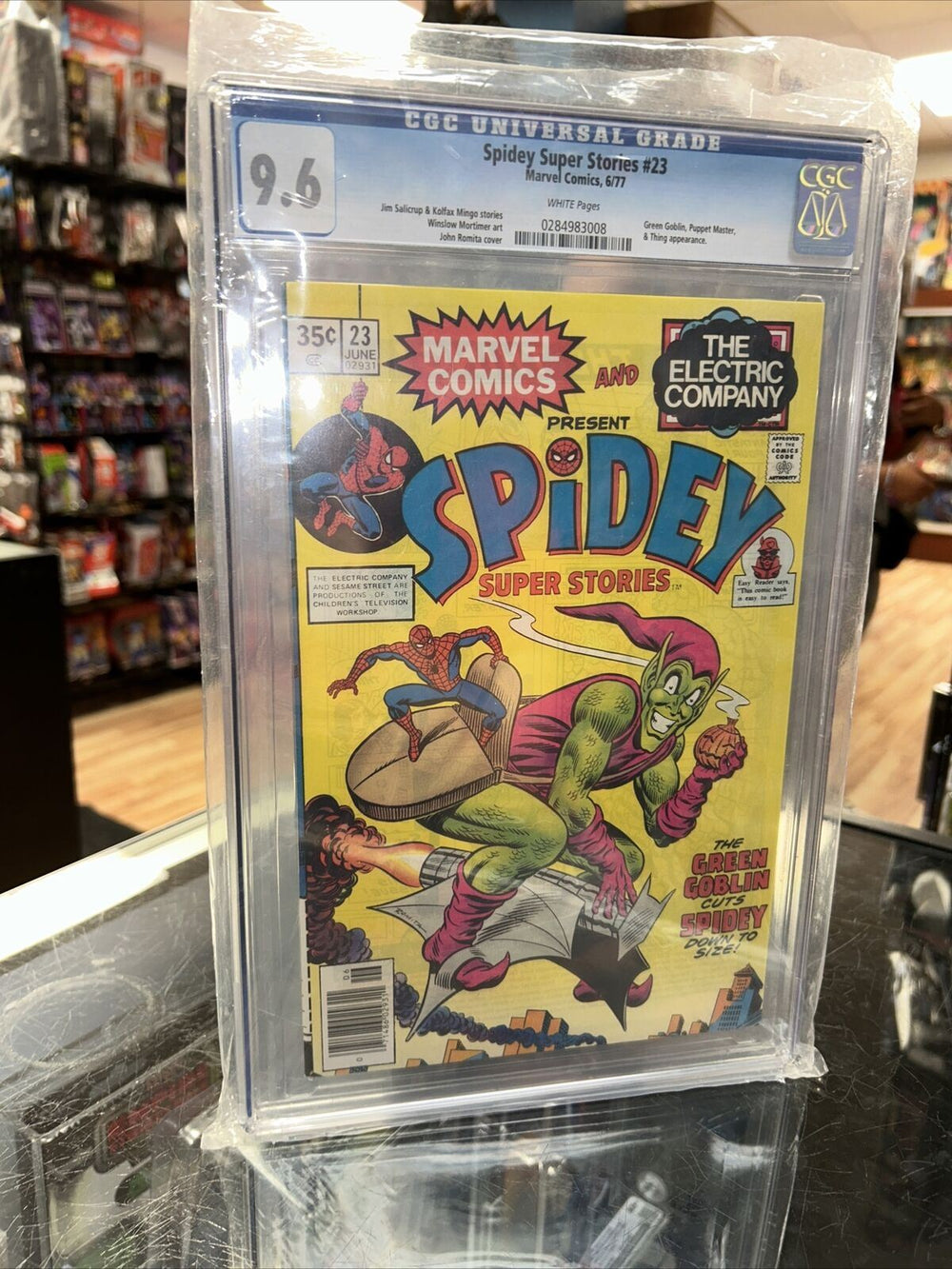 Spidey Super Stories #23 (CGC 9.6 WHITE, Marvel Comics) Green Goblin, Thing, & Puppet