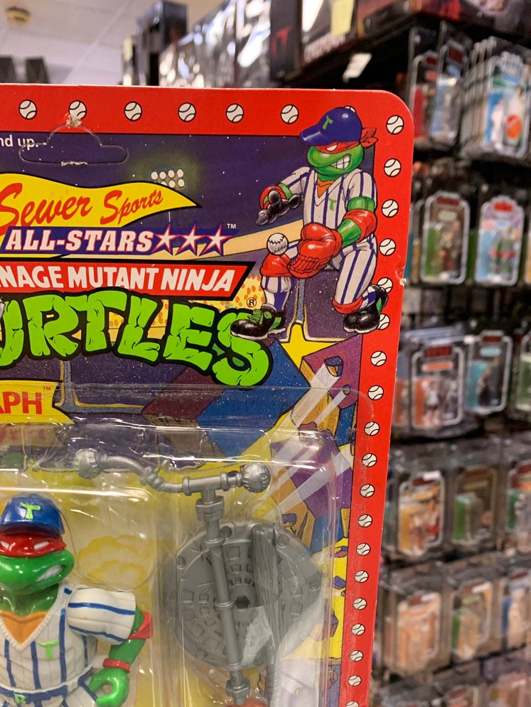 Grand Slammin Raphael 0132 (Vintage TMNT Ninja Turtles, Playmates) Sealed product image 2, provided for visual reference and