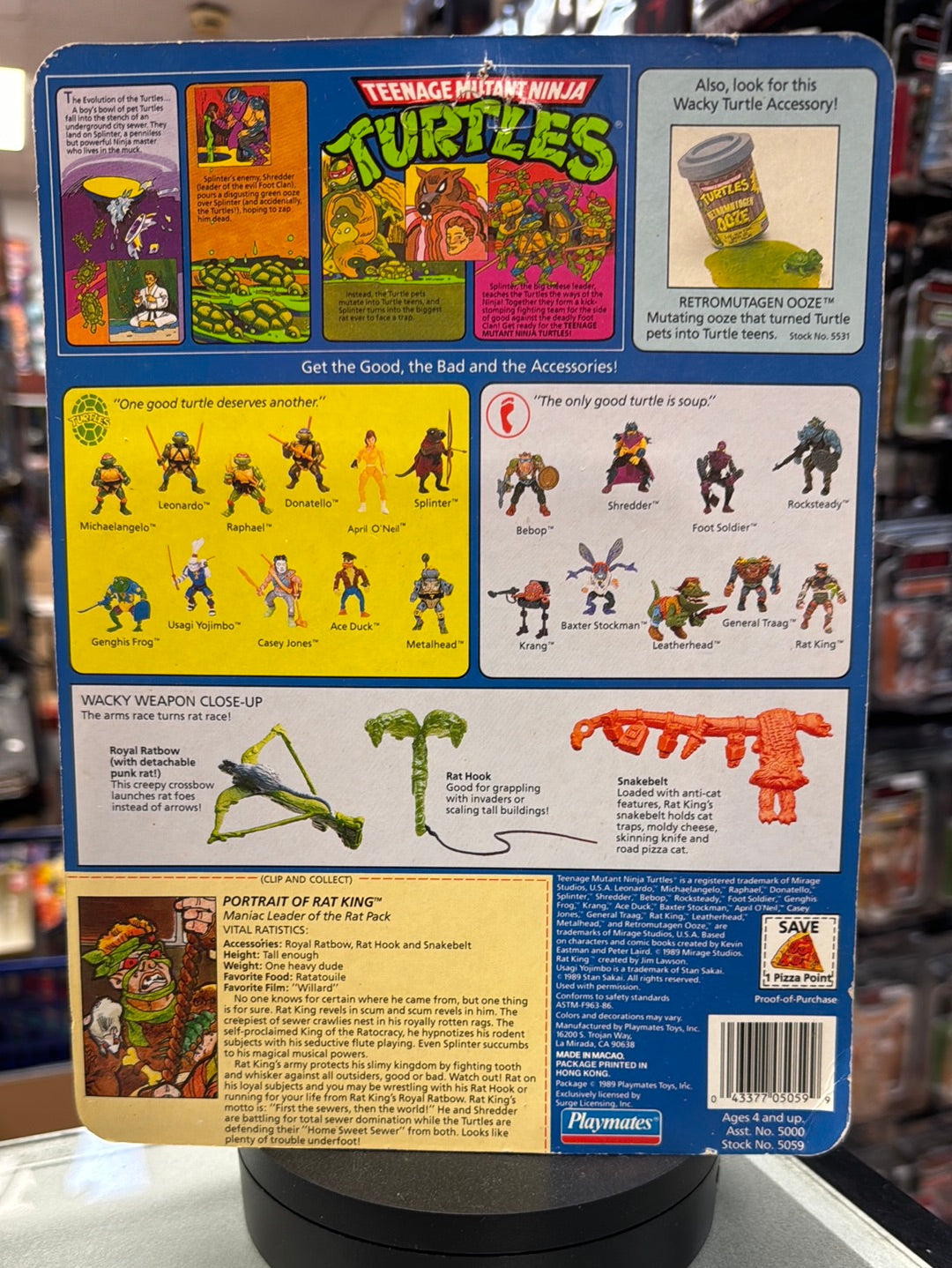 Rat King 19 Back 0121 (Vintage TMNT Ninja Turtles, Playmates) Sealed product image 9, provided for visual reference and