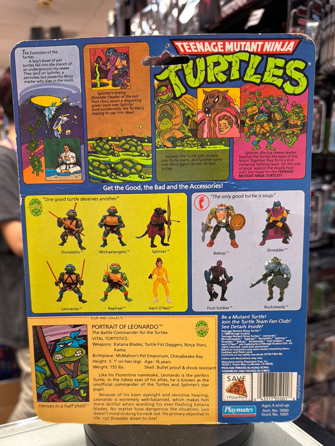 Soft Head 10 Back Leonardo 0118 (Vintage TMNT Ninja Turtles, Playmates) Sealed product image 11, provided for visual