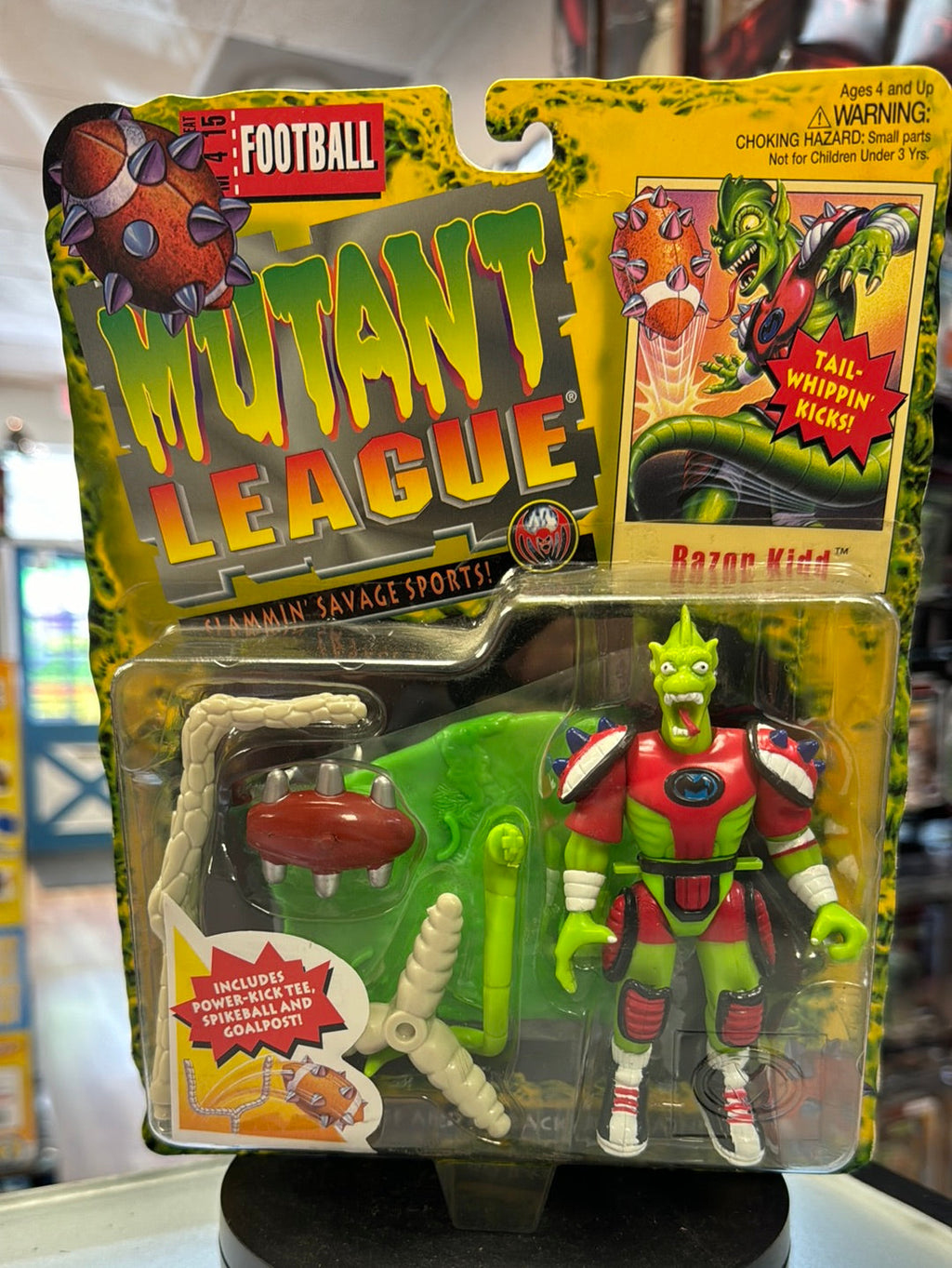 Razor Kidd with Tail Whippin Kicks (Vintage Mutant League, Galoob) Sealed product image 1, provided for visual reference and