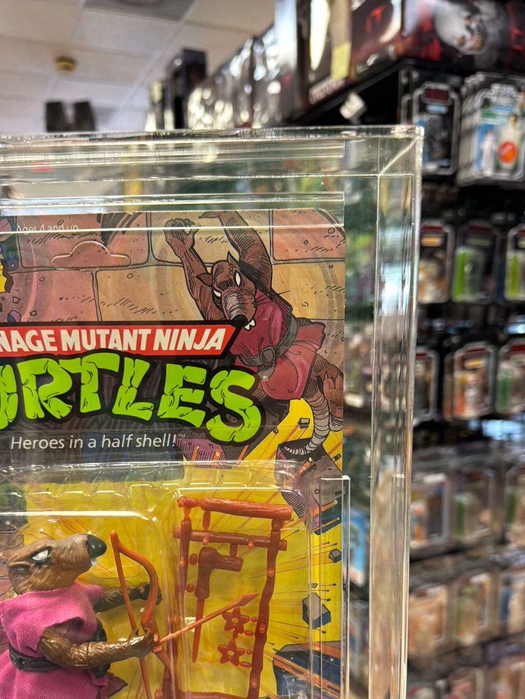 Splinter 10 Back Hard Head (Vintage TMNT Ninja Turtles, Playmates) *CAS Graded 80+* product image 3, provided for visual