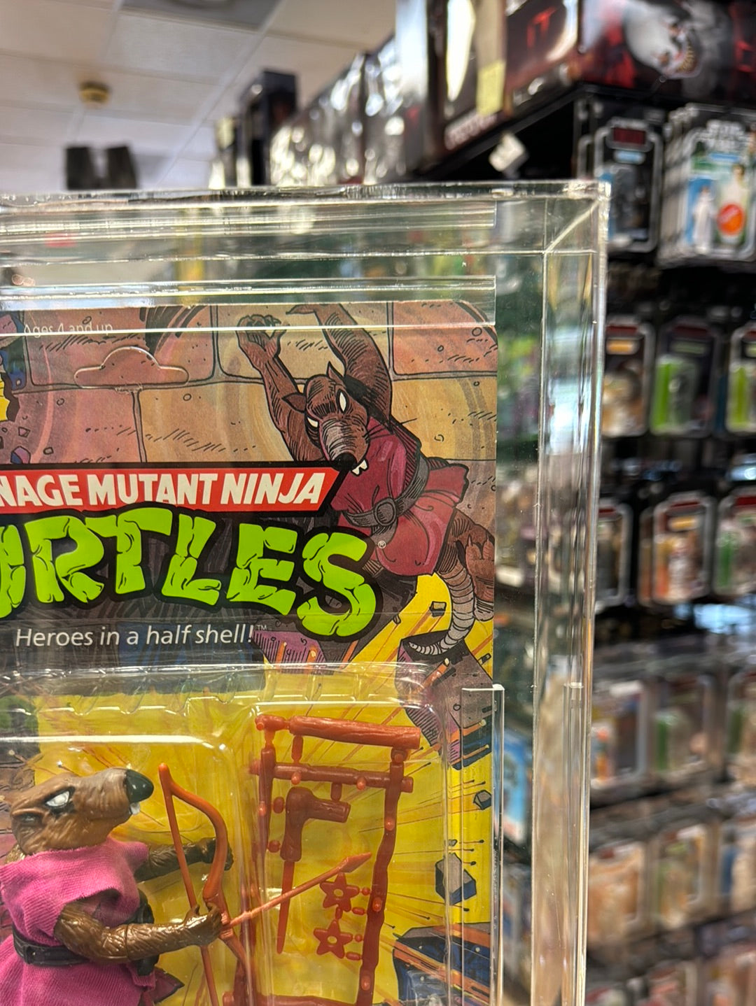 Splinter 10 Back Hard Head (Vintage TMNT Ninja Turtles, Playmates) *CAS Graded 80+* product image 3, provided for visual