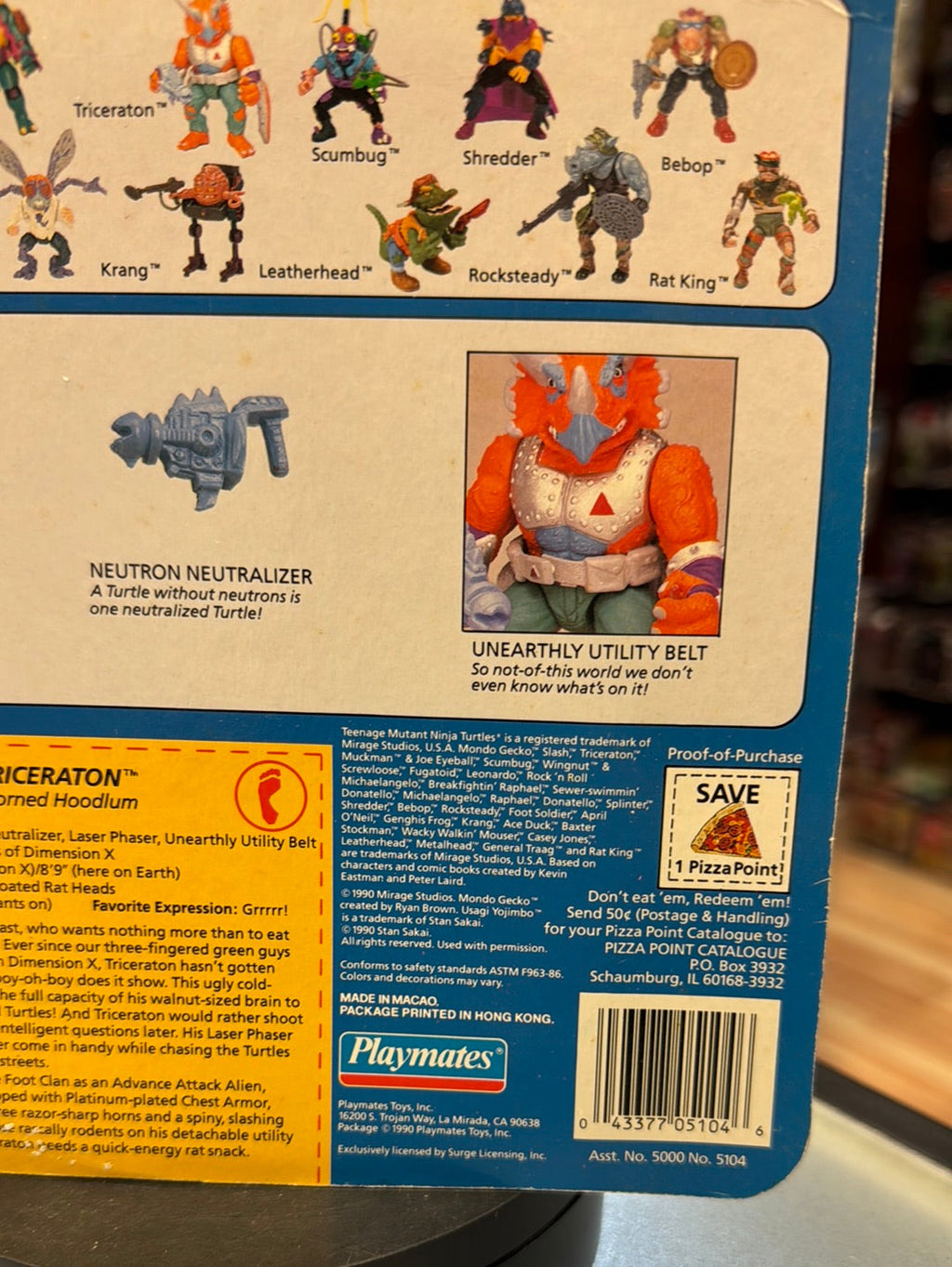 Triceraton 10030 (Vintage TMNT NInja Turtles, Playmates) Sealed product image 8, provided for visual reference and product