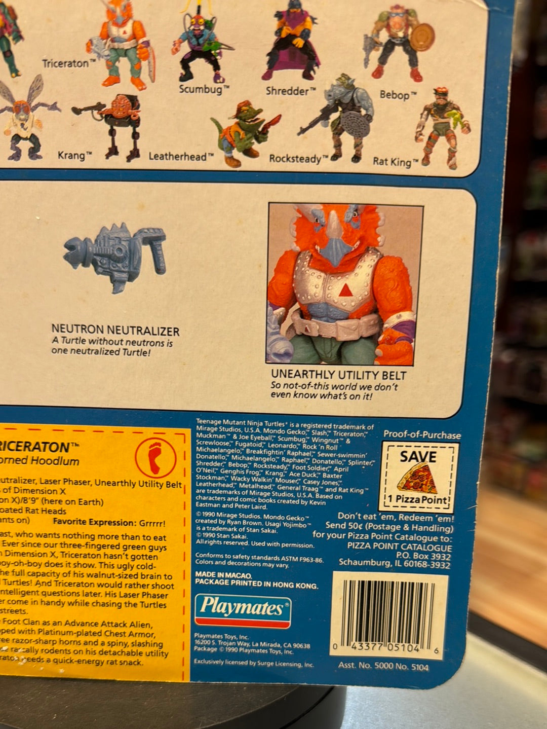 Triceraton 10030 (Vintage TMNT NInja Turtles, Playmates) Sealed product image 8, provided for visual reference and product