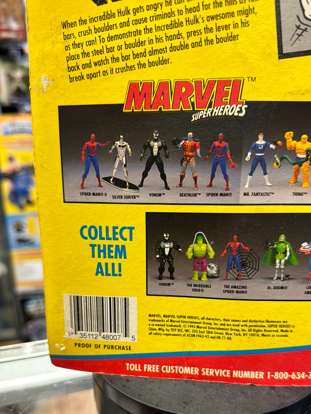 Crushing Arm Incredible Hulk (Vintage Marvel Superheroes, ToyBiz) Sealed product image 12, provided for visual reference and