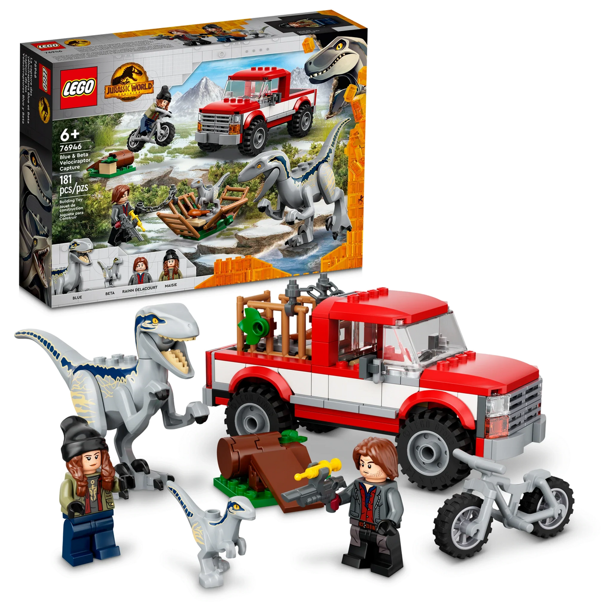 76946 LEGO Jurassic World: Blue & Beta Velociraptor Capture (Retired) (New Sealed) product image 1, provided for visual
