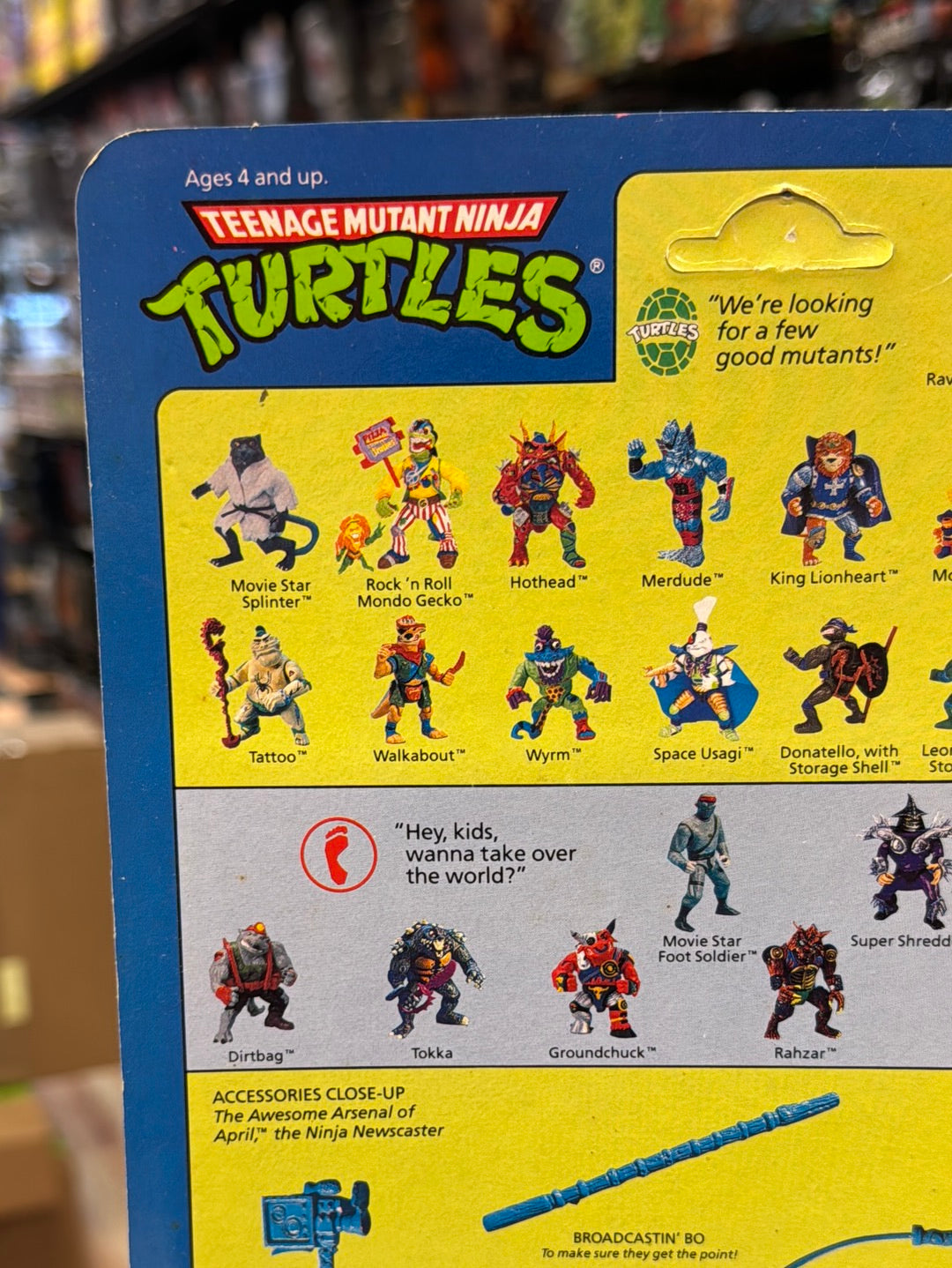 Ninja Newscaster April 0115 (Vintage TMNT Ninja Turtles, Playmates) Sealed product image 9, provided for visual reference