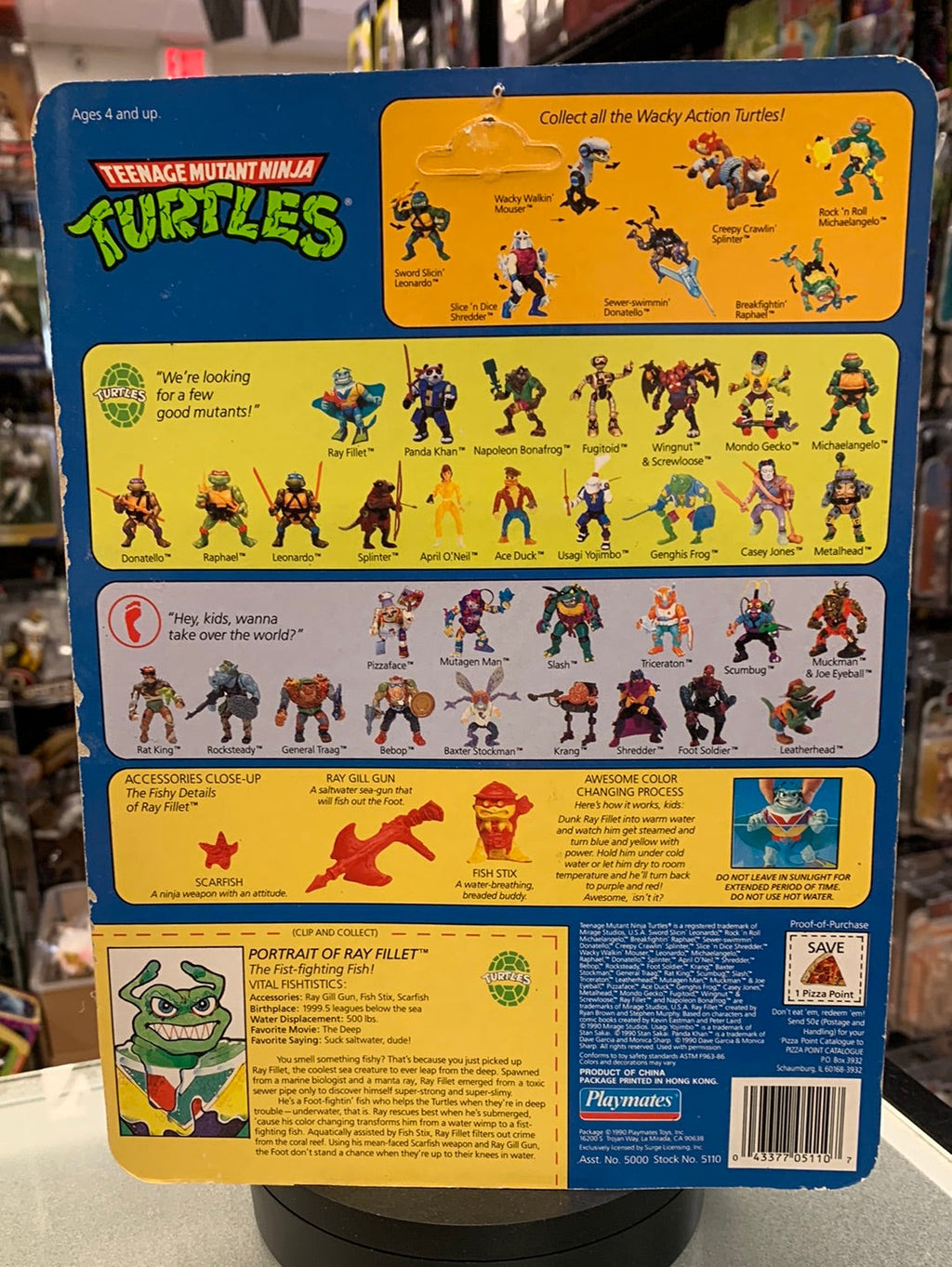 Ray Fillet 0143 (Vintage TMNT Ninja Turtles, Playmates) Sealed product image 12, provided for visual reference and product