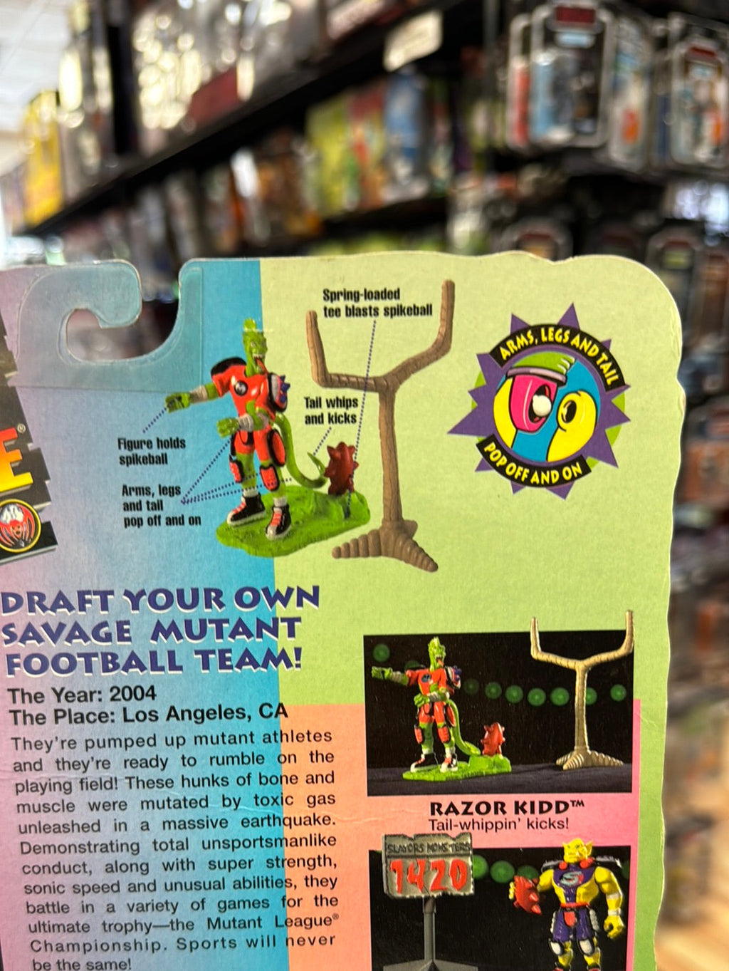 Razor Kidd with Tail Whippin Kicks (Vintage Mutant League, Galoob) Sealed product image 11, provided for visual reference