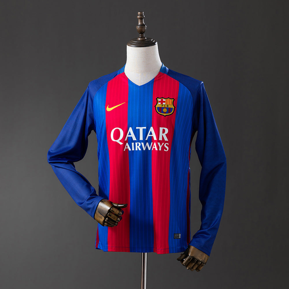 Barcelona Jersey 2016/17 Home Retro Football Kit Long product image 1