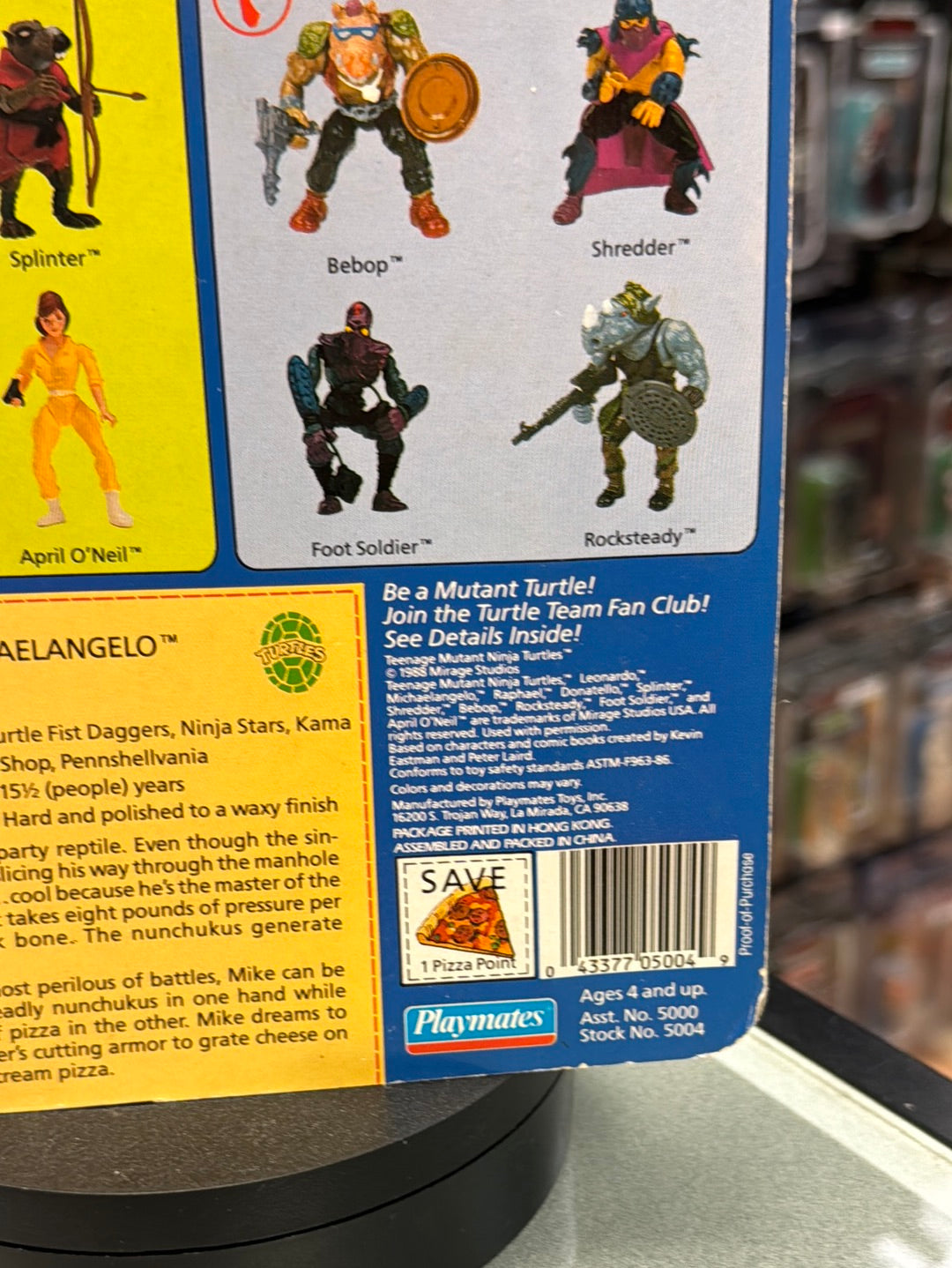 Soft Head 10 Back Michaelangelo 0120 (Vintage TMNT Ninja Turtles, Playmates) Sealed product image 12, provided for visual