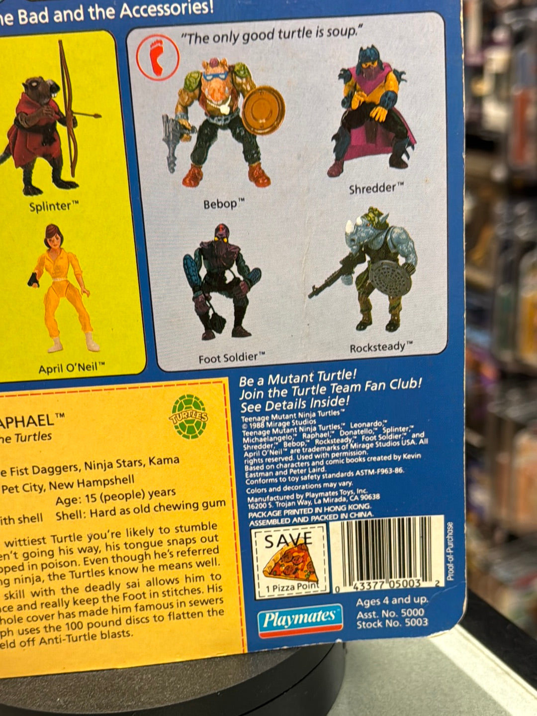 Soft Head 10 Back Rapahel 0117 (Vintage TMNT Ninja Turtles, Playmates) Sealed product image 10, provided for visual