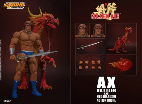 Ax Battler & Red Dragon 1/12 Scale Action Figure (Golden Axe, Storm Collectibles) product image 1, provided for visual
