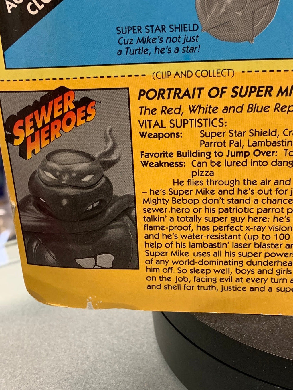 Sewer Heroes Super Mike 0091 (Vintage TMNT Ninja Turtles, Playmates) Sealed product image 15, provided for visual reference