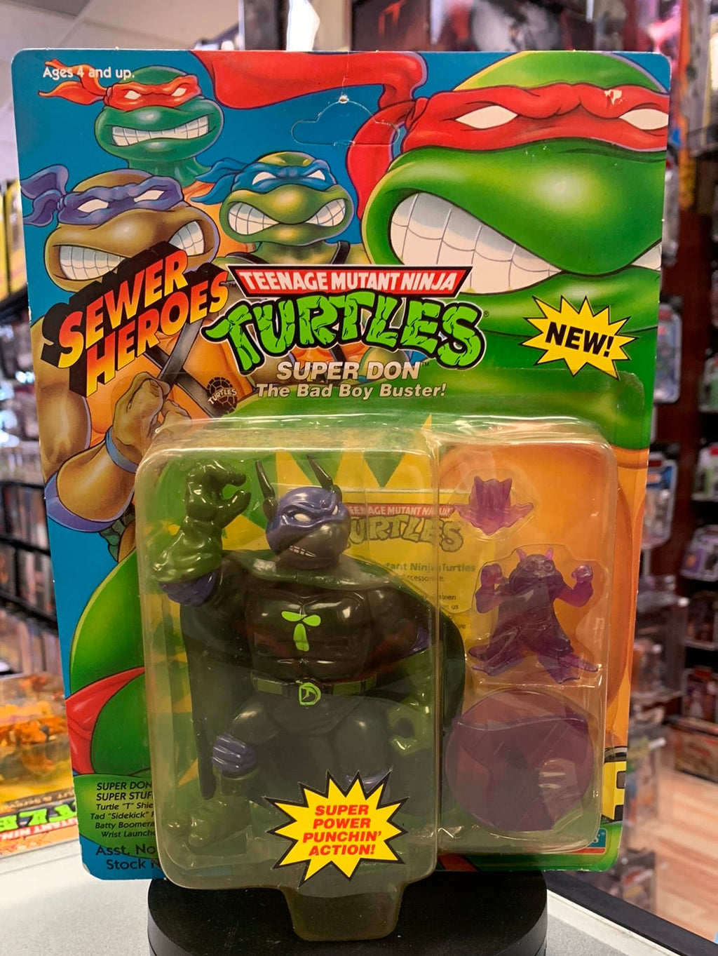 Sewer Heroes Super Don 0084 (Vintage TMNT Ninja Turtles, Playmates) Sealed product image 1, provided for visual reference