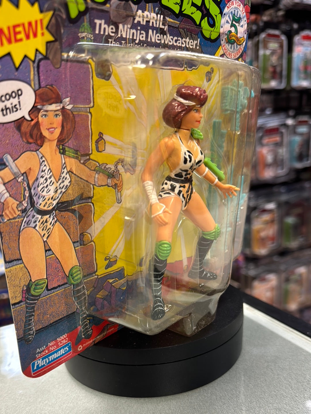 Ninja Newscaster April 0115 (Vintage TMNT Ninja Turtles, Playmates) Sealed product image 7, provided for visual reference