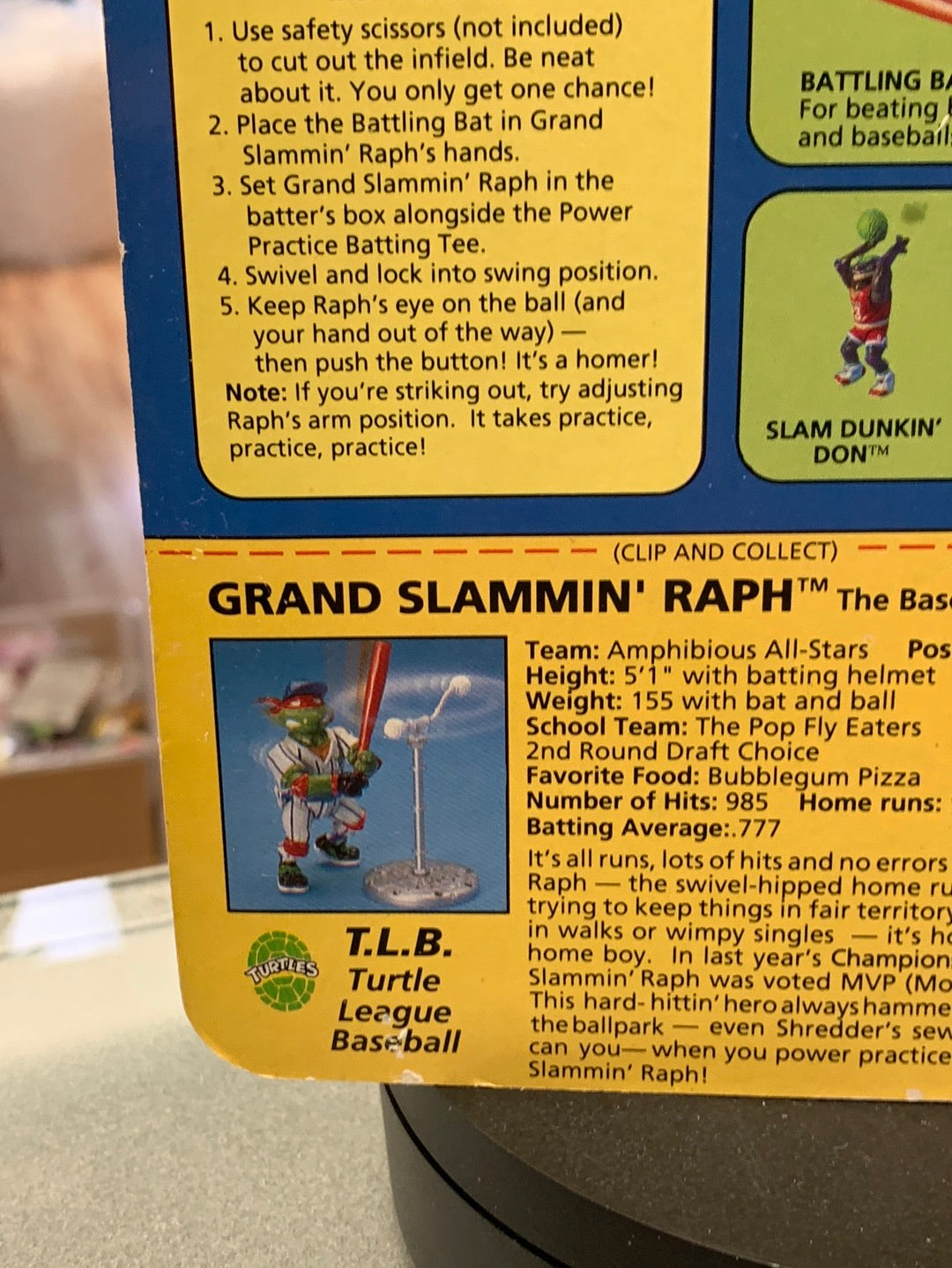 Grand Slammin Raphael 0132 (Vintage TMNT Ninja Turtles, Playmates) Sealed product image 14, provided for visual reference