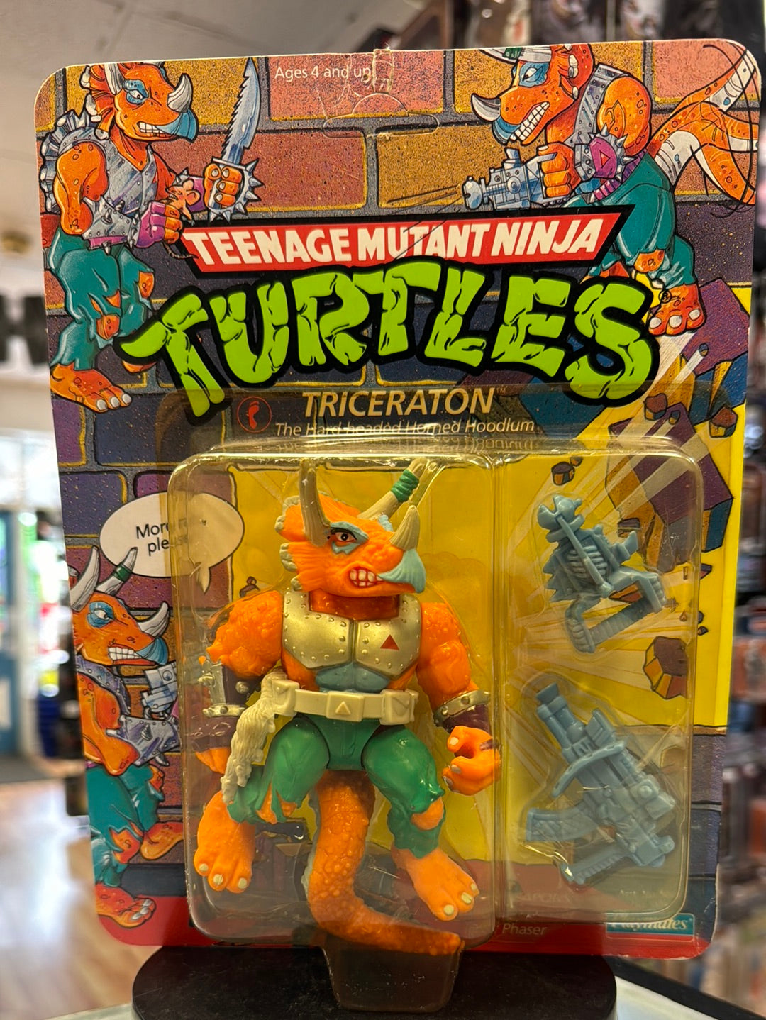 Triceraton 10030 (Vintage TMNT NInja Turtles, Playmates) Sealed product image 1, provided for visual reference and product
