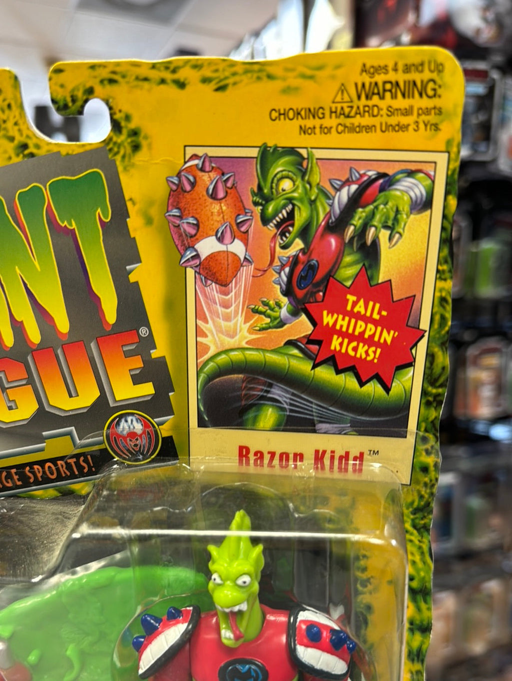 Razor Kidd with Tail Whippin Kicks (Vintage Mutant League, Galoob) Sealed product image 3, provided for visual reference and