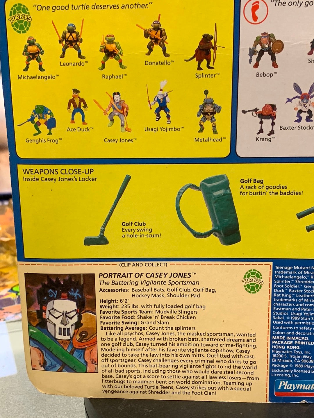 Caset Jones 19 Back 0085 (Vintage TMNT Ninja Turtles, Playmates) Sealed product image 17, provided for visual reference and