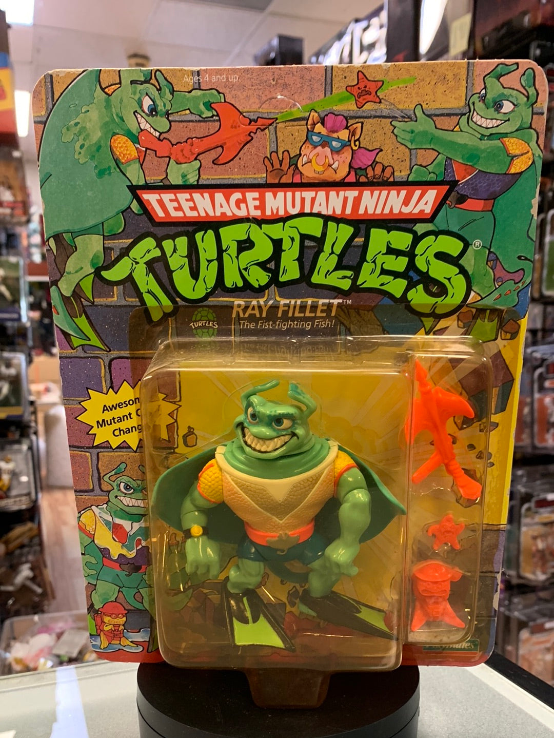 Ray Fillet 0143 (Vintage TMNT Ninja Turtles, Playmates) Sealed product image 1, provided for visual reference and product