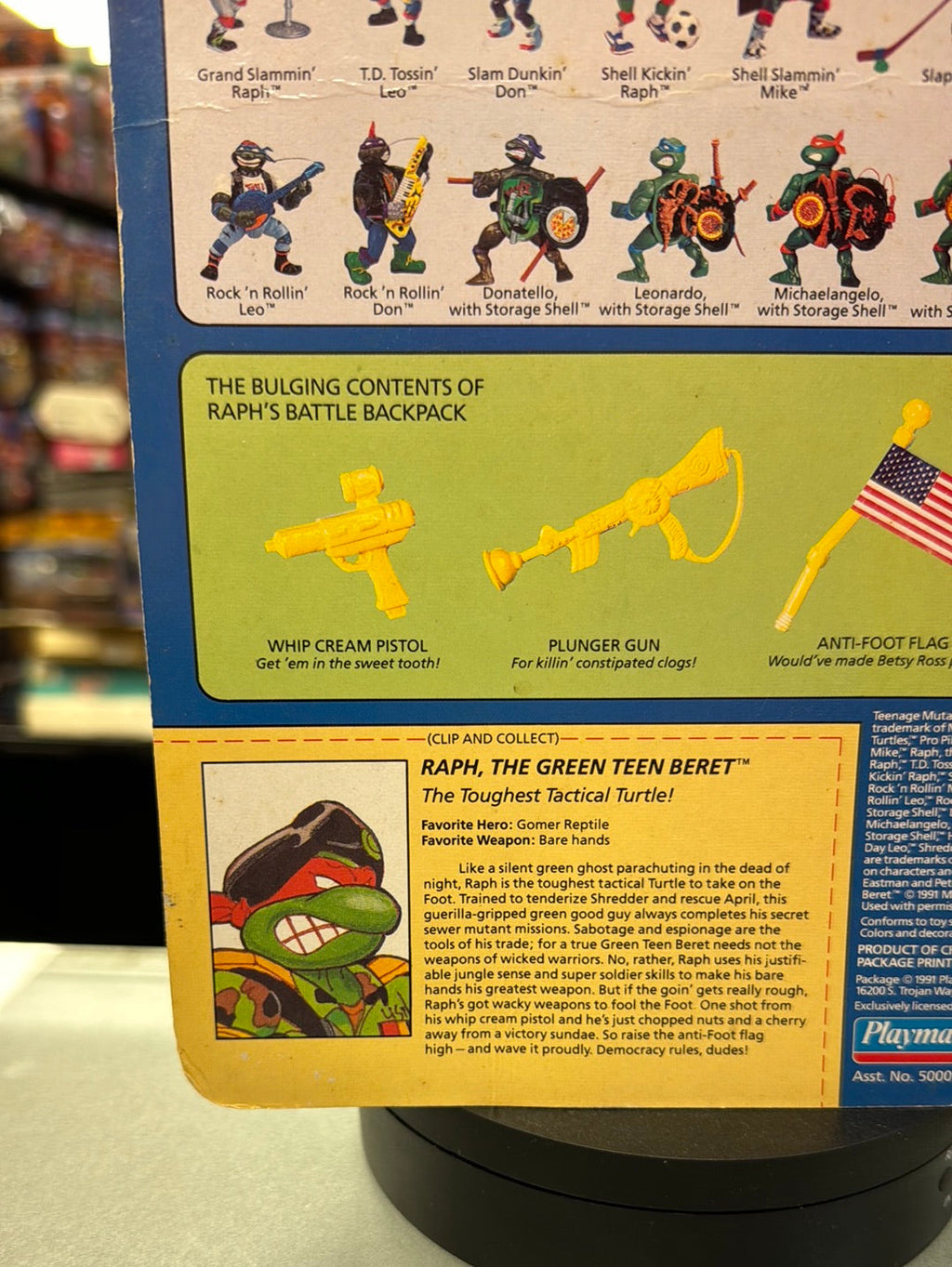 Raph the Green Beret 0124 (Vintage TMNT Ninja Turtles, Playmates) Sealed product image 13, provided for visual reference and