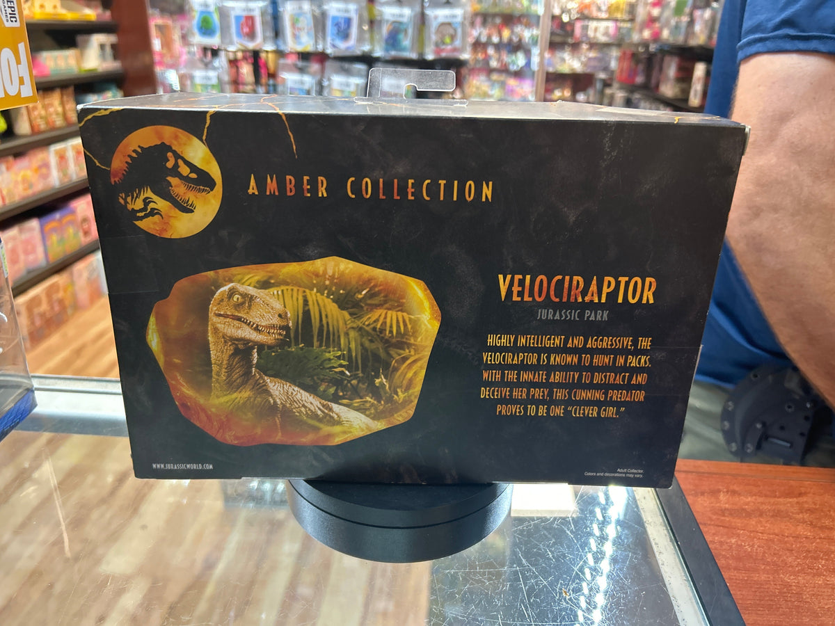 Velociraptor Brown (Jurassic Park Amber Collection, Mattel) **SEALED** product image 4, provided for visual reference and