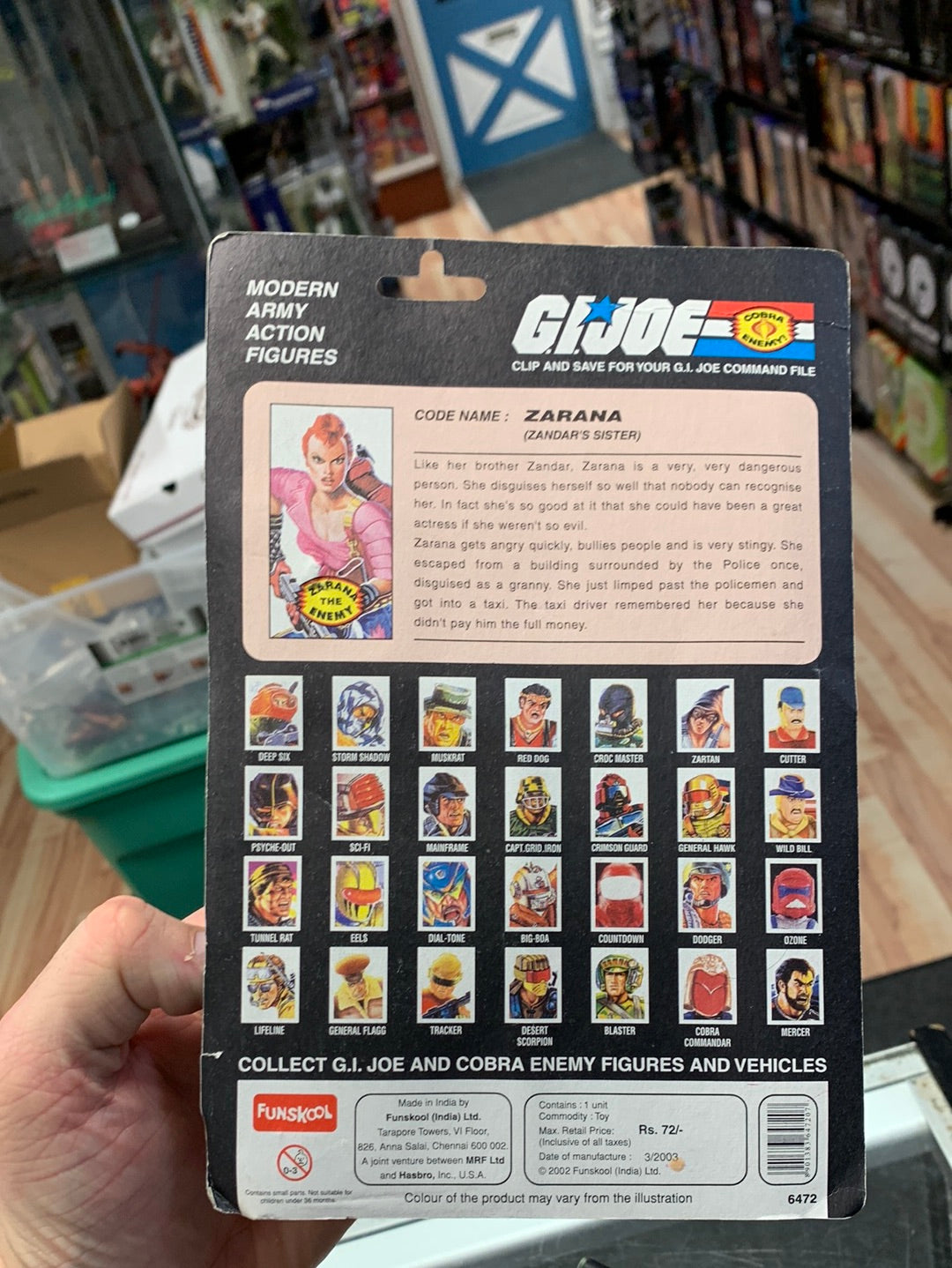 Zarana (Vintage GI Joe, FunSkool India) Sealed product image 11, provided for visual reference and product detail review