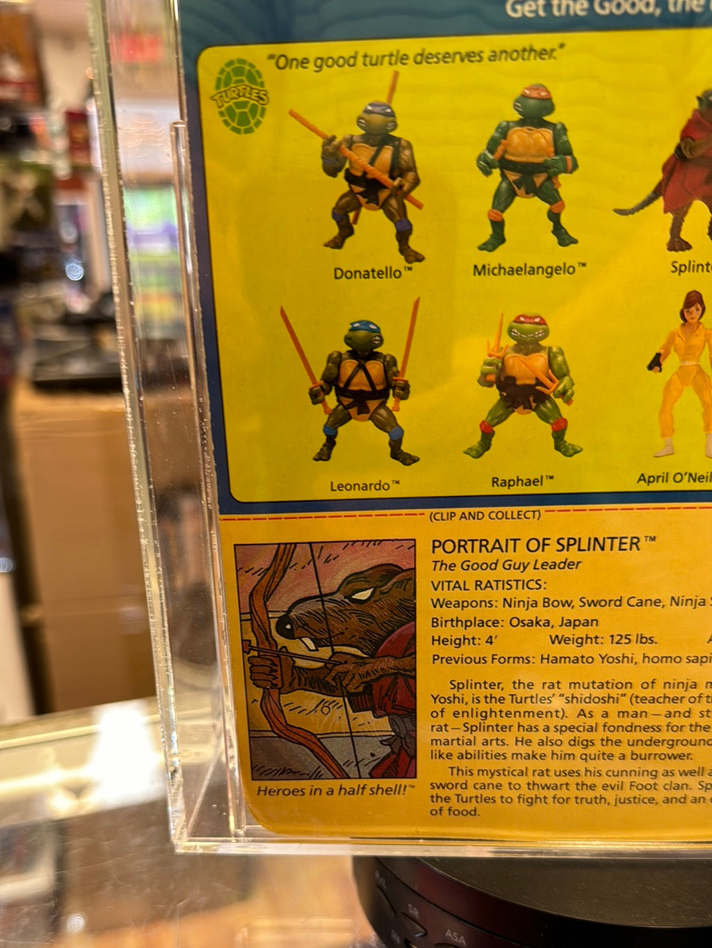 Splinter 10 Back Hard Head (Vintage TMNT Ninja Turtles, Playmates) *CAS Graded 80+* product image 11, provided for visual