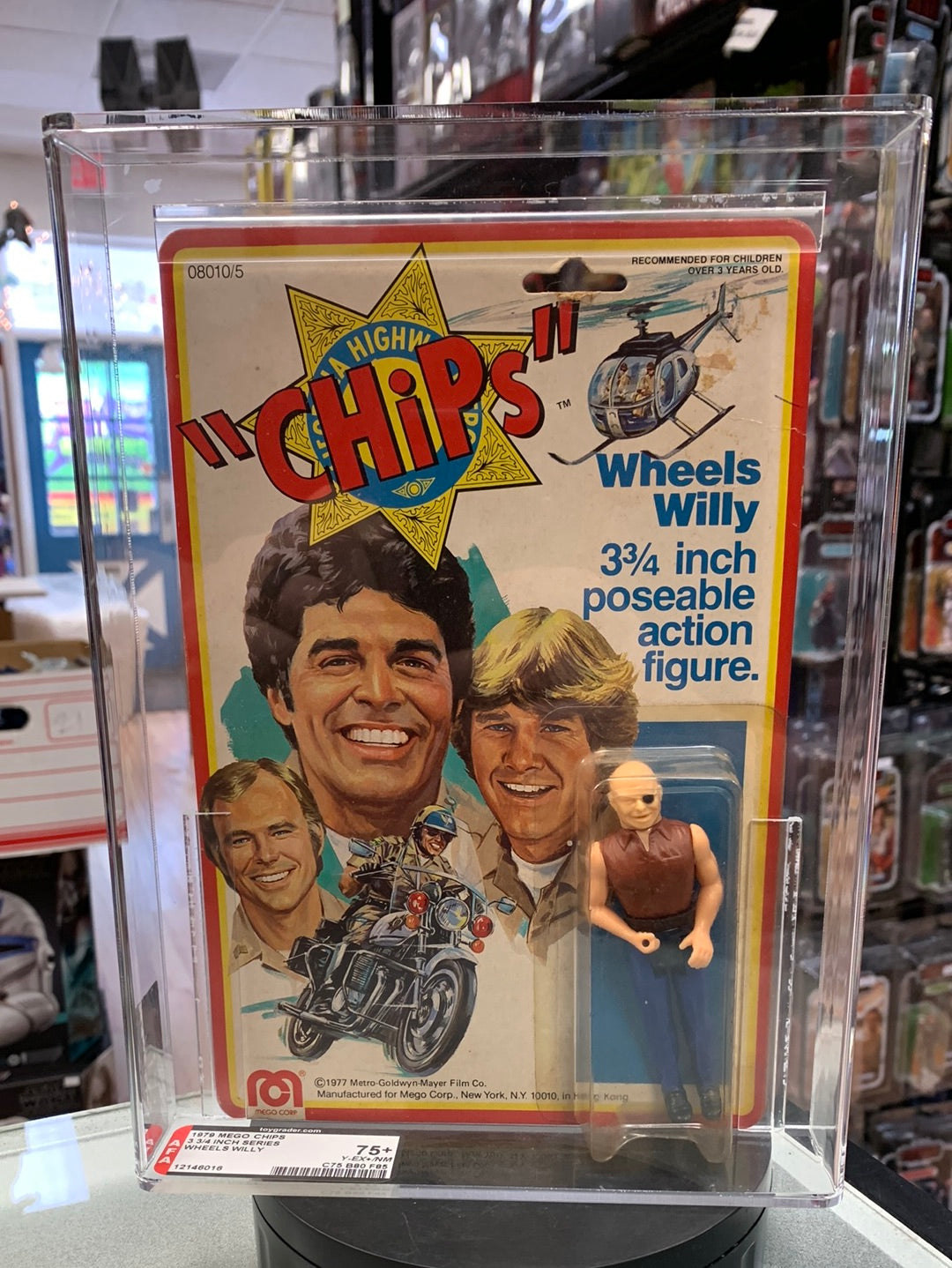 Wheels Willy 3.75” Figure (Vintage Chips, MEGO) AFA Graded 75+ product image 1, provided for visual reference and product