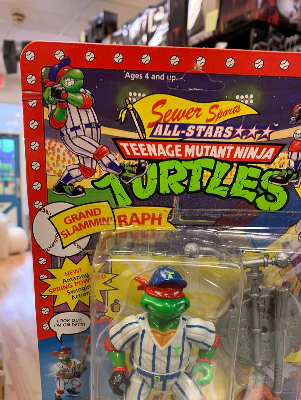 Grand Slammin Raphael 0132 (Vintage TMNT Ninja Turtles, Playmates) Sealed product image 1, provided for visual reference and