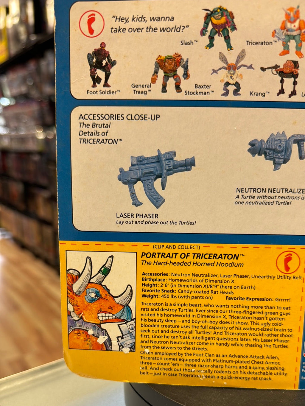 Triceraton 10030 (Vintage TMNT NInja Turtles, Playmates) Sealed product image 9, provided for visual reference and product