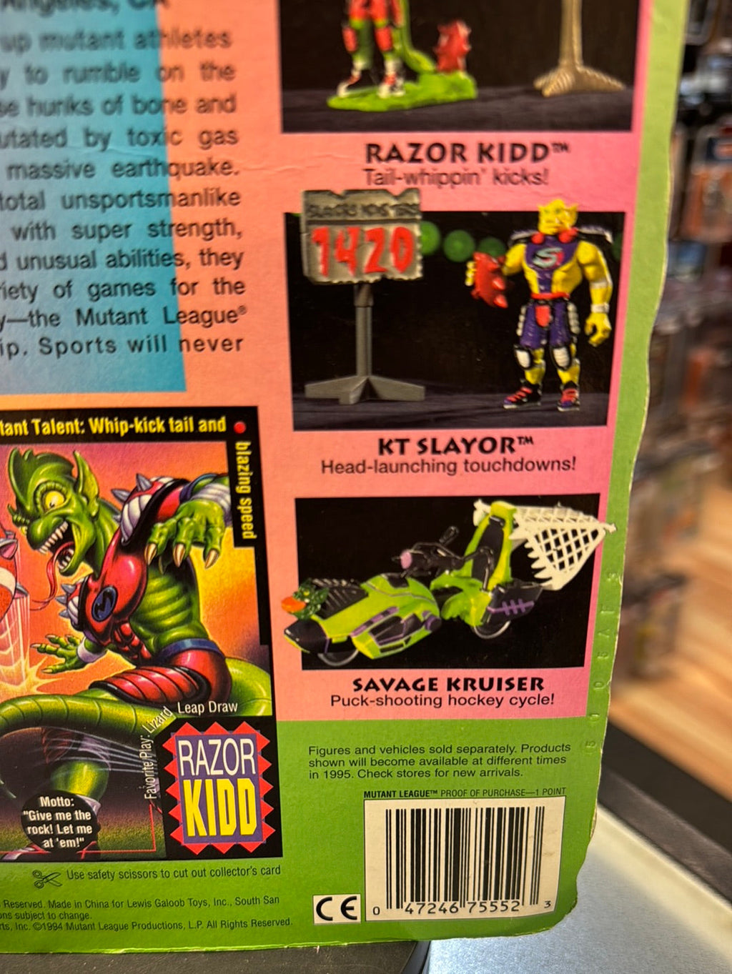 Razor Kidd with Tail Whippin Kicks (Vintage Mutant League, Galoob) Sealed product image 12, provided for visual reference