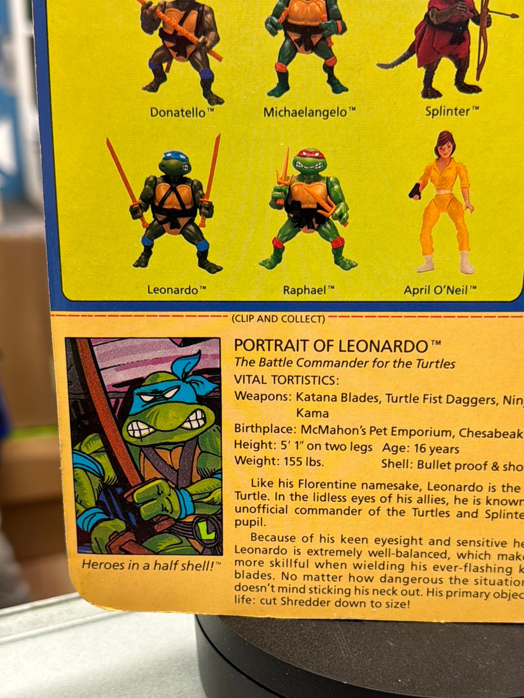 Soft Head 10 Back Leonardo 0118 (Vintage TMNT Ninja Turtles, Playmates) Sealed product image 16, provided for visual