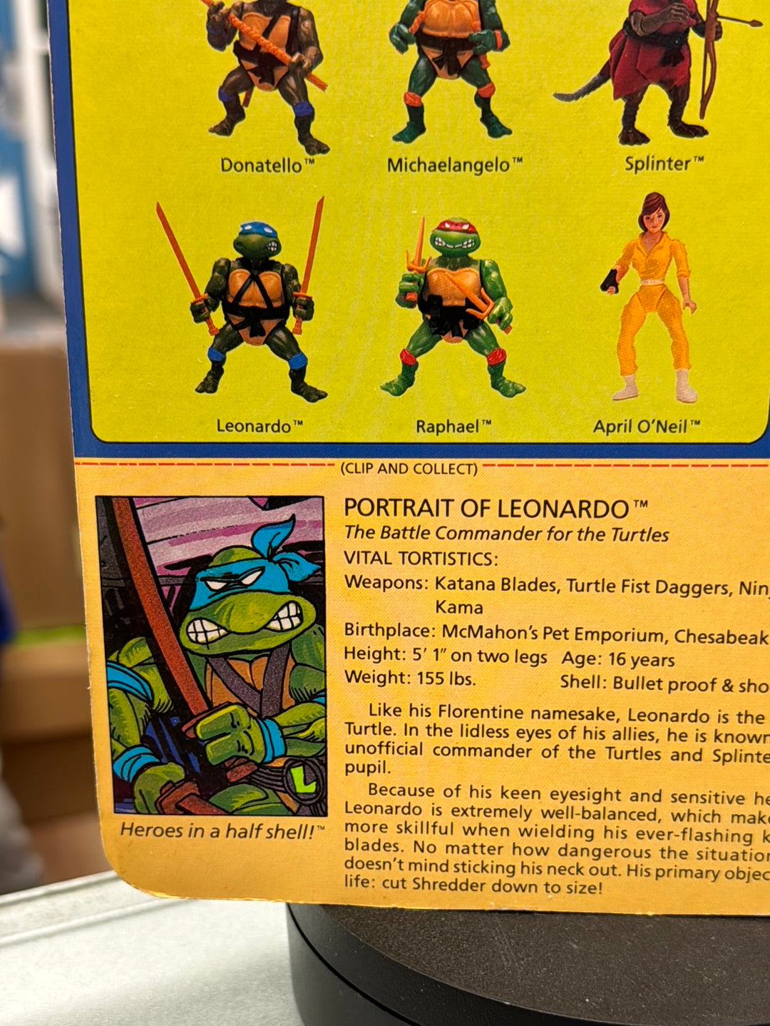 Soft Head 10 Back Leonardo 0118 (Vintage TMNT Ninja Turtles, Playmates) Sealed product image 16, provided for visual