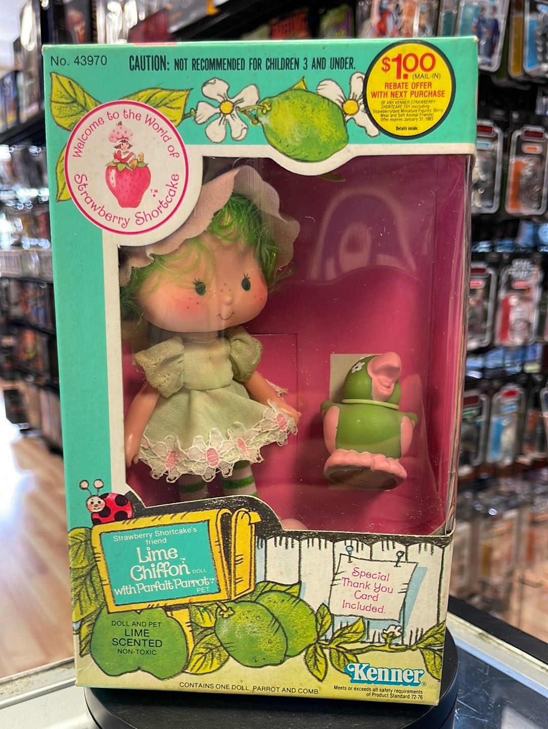 Limon Chiffon with Parfait Parrot (Vintage Strawberry Shortcake, Kenner) Open Box product image 1, provided for visual