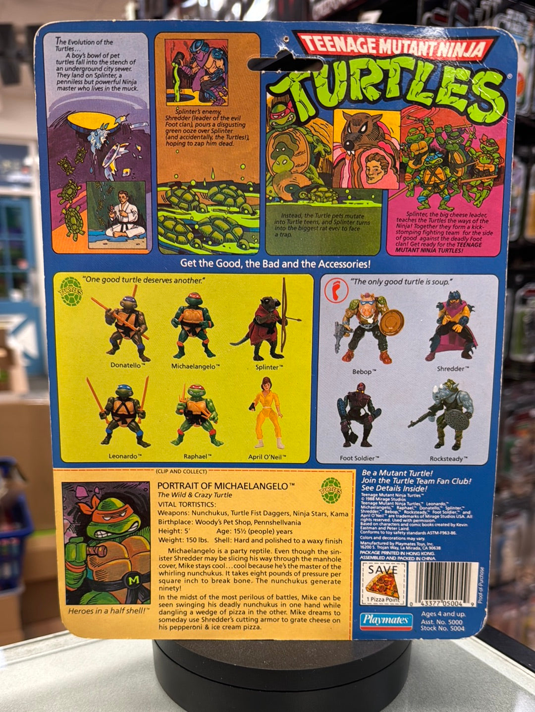 Soft Head 10 Back Michaelangelo 0120 (Vintage TMNT Ninja Turtles, Playmates) Sealed product image 8, provided for visual