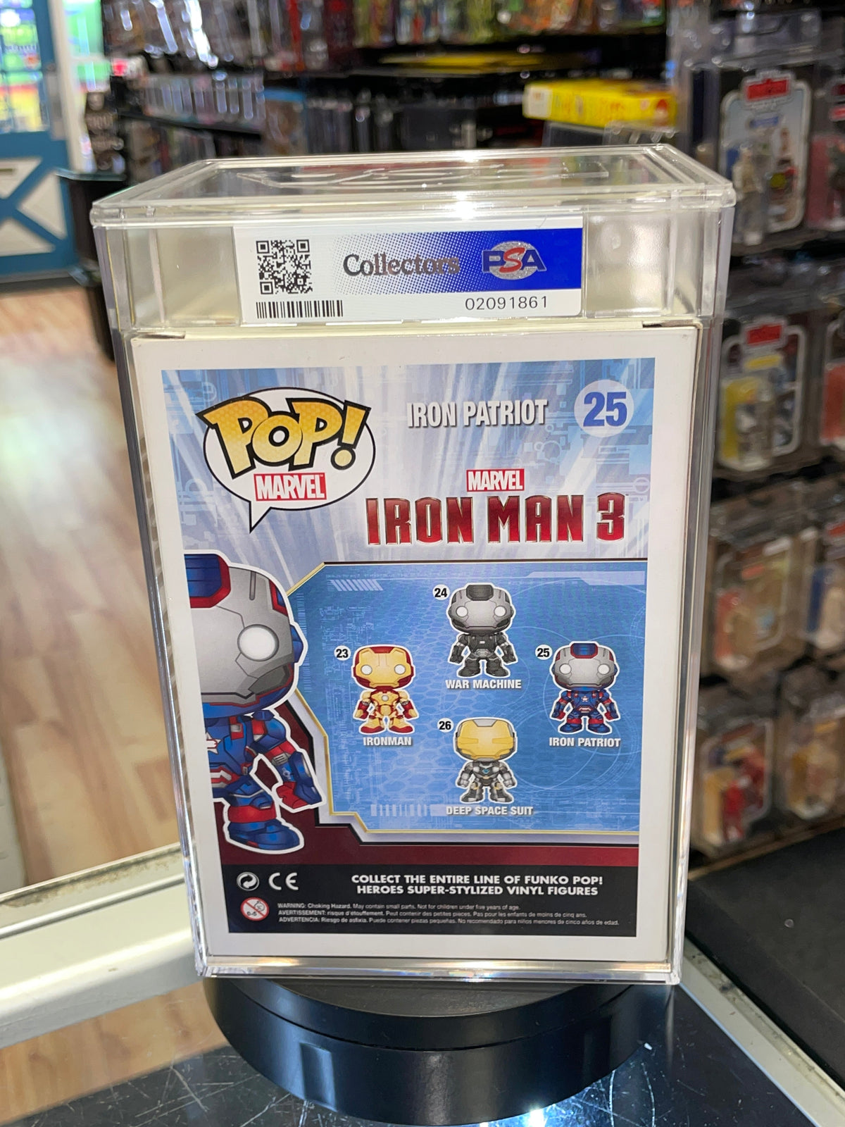 White Sticker Hot Topic Metallic Iron Patriot 24 (Funko Pop! Marvel) **PSA Graded 5** product image 7, provided for visual