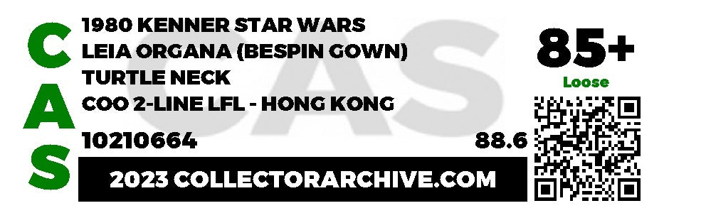 Bespin Gown Leia Organa (Vintage Star Wars, Kenner) CAS Graded 85+ product image 2, provided for visual reference and