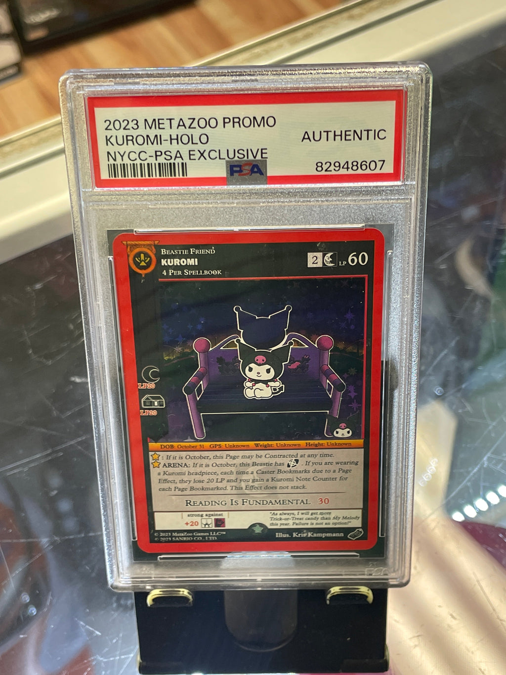 Kuromi Holo 2023 Promo (Metazoo, NYCC EXclusive) PSA product image 1, provided for visual reference and product detail review