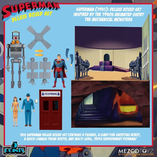 Superman The Mechanical Monsters 5 Points Set (DC Comics, Mezco) **BOX DAMAGE**