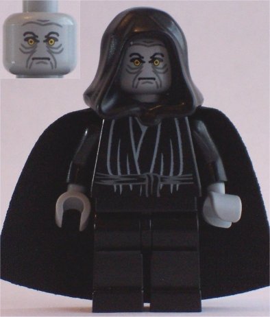 SW0124 Emperor Palpatine - Light Bluish Gray Head, Light Bluish Gray Hands product image 1, provided for visual reference