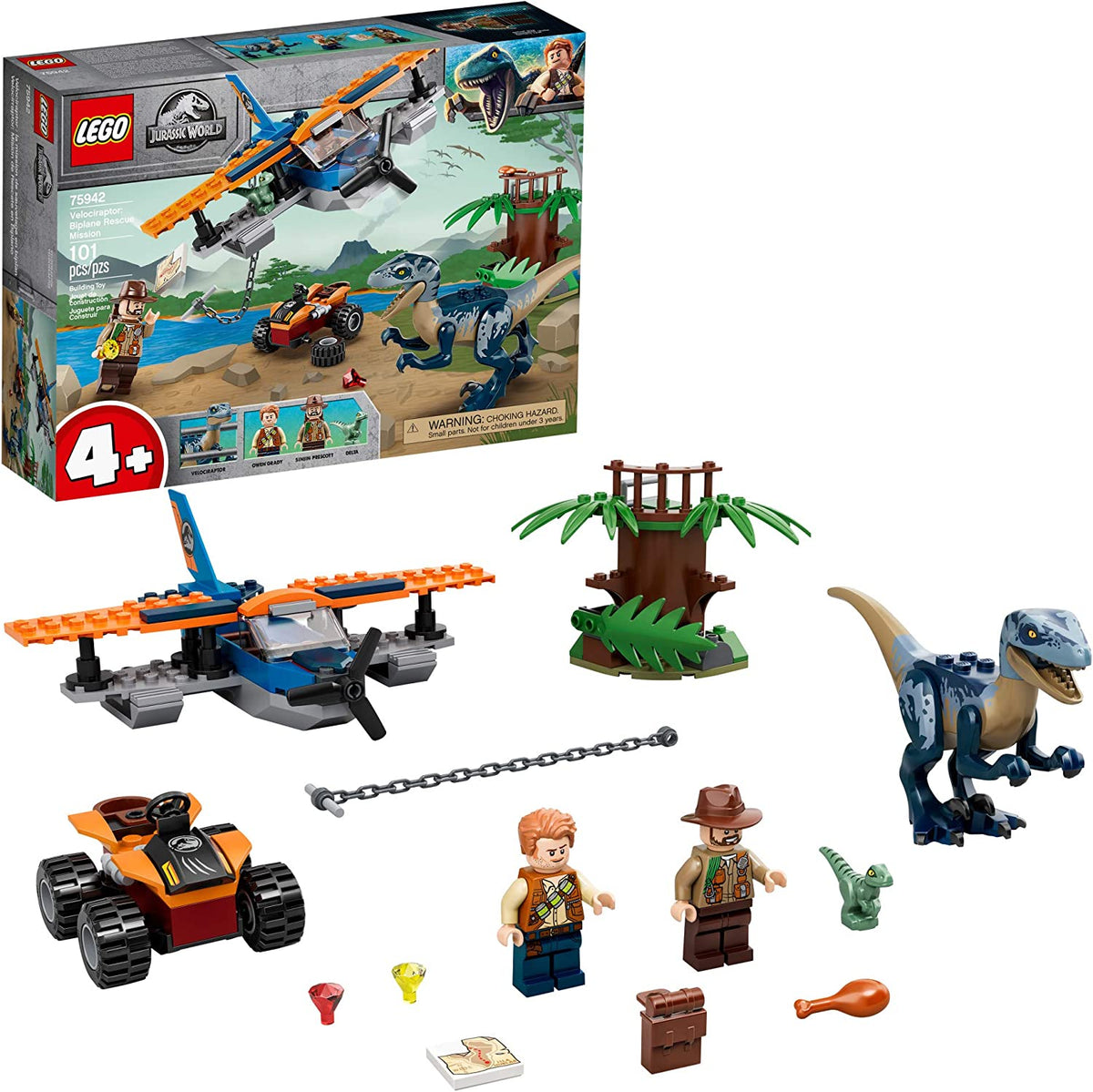 75942 Jurassic World Velociraptor: Biplane Rescue Mission (Retired) (New Sealed) product image 1, provided for visual