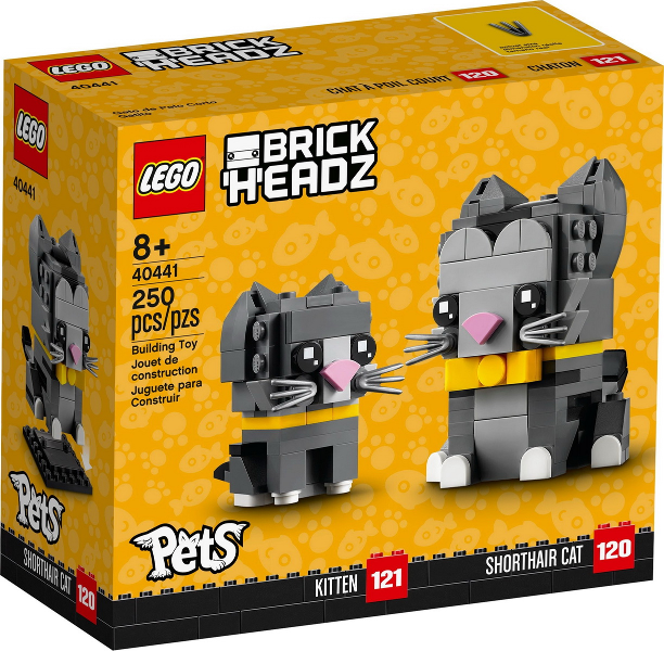 40441 Shorthair Cat and Kitten Brickheadz (Retired) (New Sealed) product image 1, provided for visual reference and product