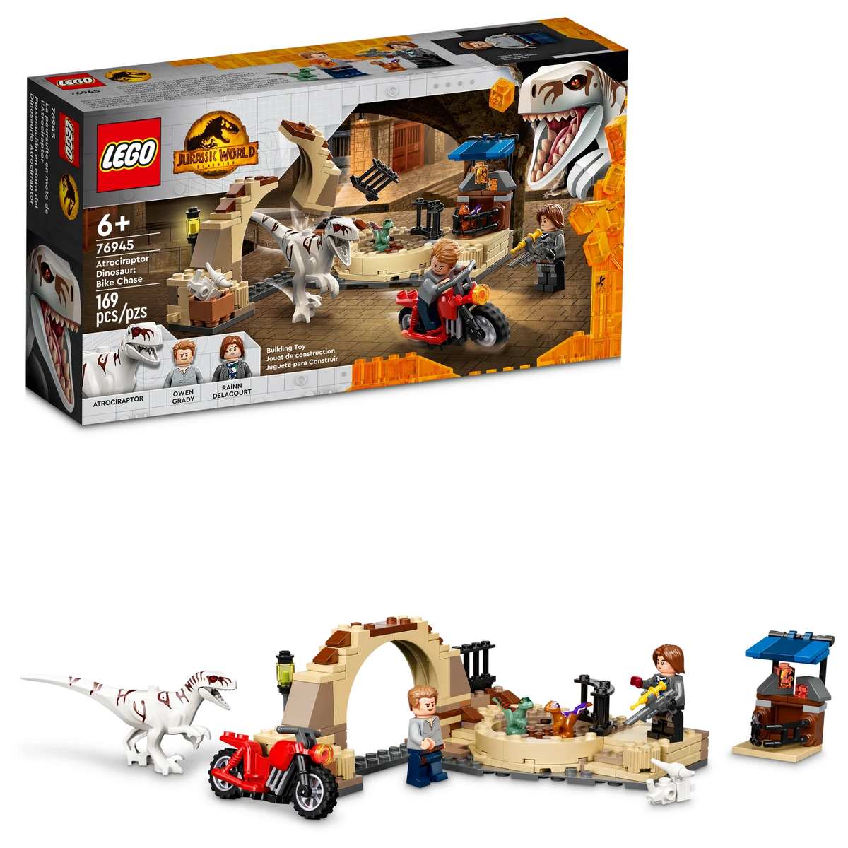 76945 Atrociraptor Dinosaur: Bike Chase (Retired) (New Sealed) product image 1, provided for visual reference and product